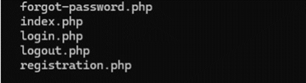 Core PHP files of the vulnerable application