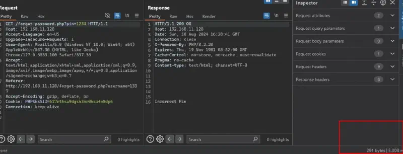 SQL injection payload structure with SUBSTRING and SLEEP logic