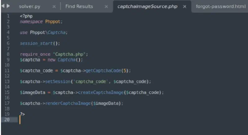 CAPTCHA image generated on registration page