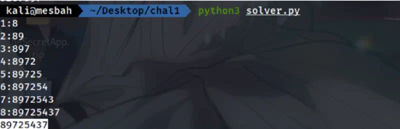 Server response times indicating successful character matches