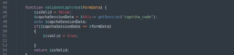 CAPTCHA failure response from the backend