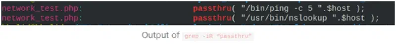 RCE via passthru() in network_test.php