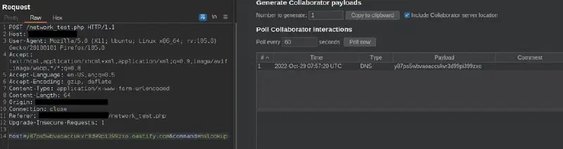 HTTP request from Burp suite